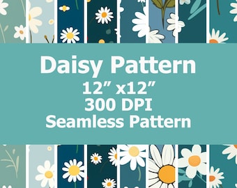 8 Daisy Seamless Patterns: Floral Background, Sublimation Design (Digital Download)