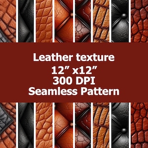 May include: Seamless leather texture pattern in brown, black, and tan colours. The pattern is 12 inches by 12 inches and 300 DPI.