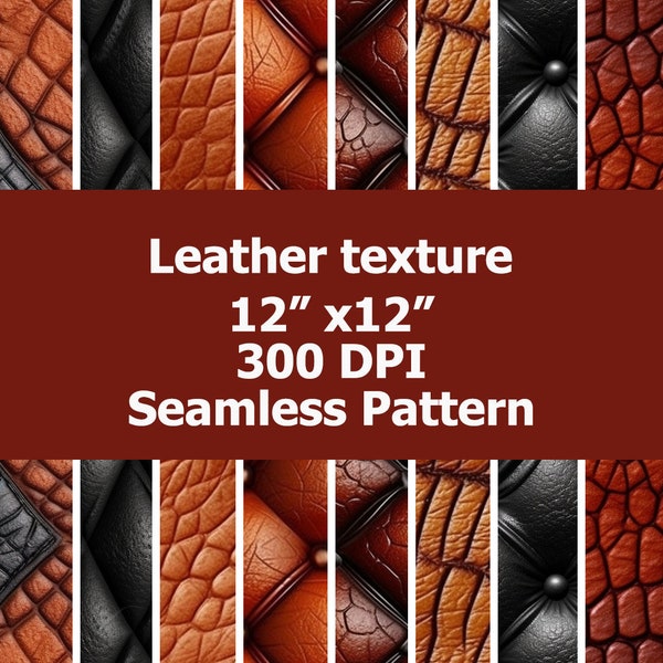 8 Seamless Leather Texture Patterns. Leather Texture Background. Sublimation Tumbler. Digital Paper