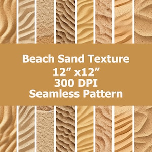 May include: Seamless pattern of beach sand texture in warm beige tones. The pattern is 12 inches by 12 inches and 300 DPI.