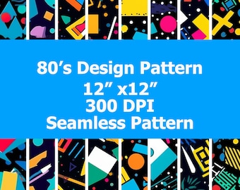 8 nahtlose 80er Jahre Design Muster. 80er Jahre Hintergrund. Sublimationsdesign. Digitales Papier