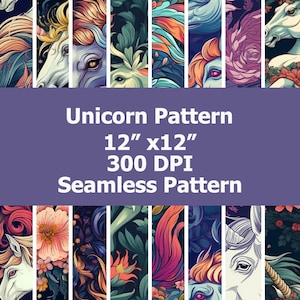 8 Seamless Unicorn Patterns. Unicorn Background. Sublimation Design. Digital Paper. Tumbler PNG