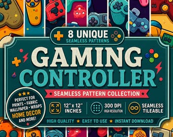Gaming Controller Pattern: Seamless Sublimation Design (Digital Download)