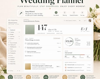 All-in-One Wedding Planner Template | Seating Chart, Budget & Guest List Organizer | Bridal Planning Dashboard