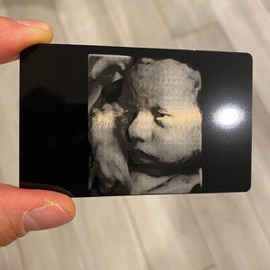 Baby Scan Photo Card, Baby Scan Gift Metal Wallet Photo Card, New Dad Gift - Pregnancy Scan Keepsake, New Grandad Gift,  Sonogram Gift