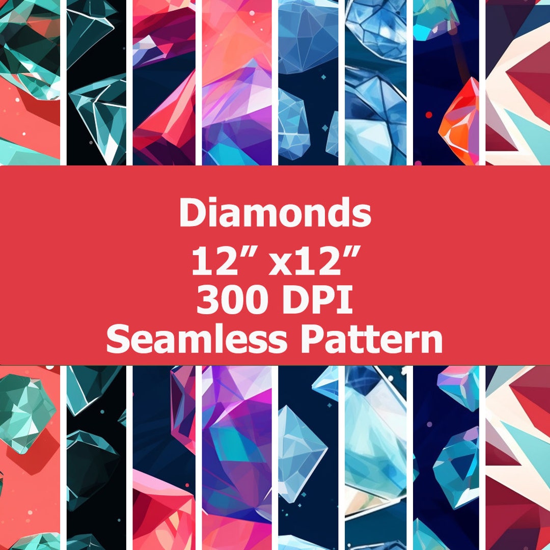 8 Seamless Diamonds Patterns. Diamonds Background. Sublimation Design ...