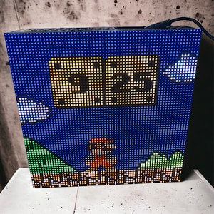 Mario Digital Clock LED, LED Wall Clock, Vintage Video Games, Hand Made Clock, Digital Clock, Unique Gift, Gift for Him, Classic Games