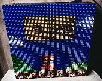 Mario Digital Clock LED, LED Wall Clock, Vintage Video Games, Hand Made Clock, Digital Clock, Unique Gift, Gift for Him, Classic Games