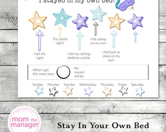 Instant digital download Stay in Your Own Bed Star Reward Chart