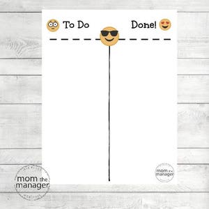 Instant Digital Download To Do and Done: Emoji Chart for Daily Routines, Tasks and Chores