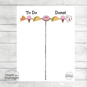Instant Digital Download To Do and Done: Fun Food Chart for Daily Routines, Tasks and Chores image 1