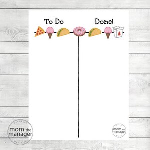 Instant Digital Download To Do and Done: Fun Food Chart for Daily Routines, Tasks and Chores