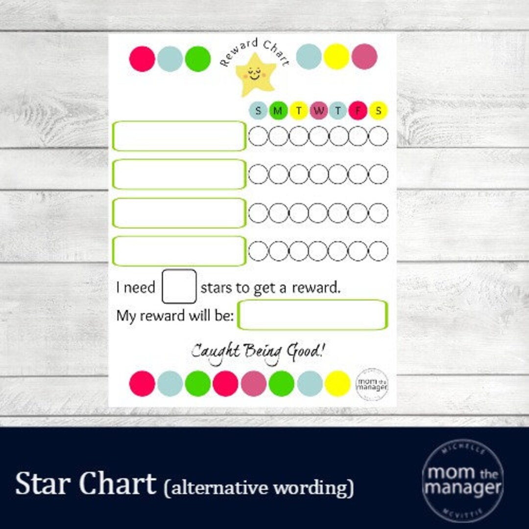 Star Reward Simple Instant Digital Download Star Reward Chart - Etsy