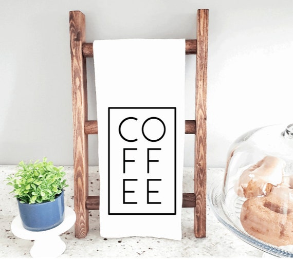 C O F F E E Kitchen Towel, Hand Towel, Towel for Mini Ladder, Farmhouse  Kitchen, Coffee Bar Decor, Tea Towel, Coffee Station, Coffee