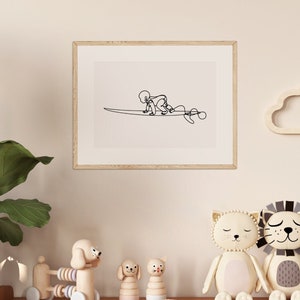Baby Shower Gift Surfer Baby Art Print Nursery Art Surf Themed Nursery Ocean Art Surfboard Baby Room Surfboard for Nursery Printable Art