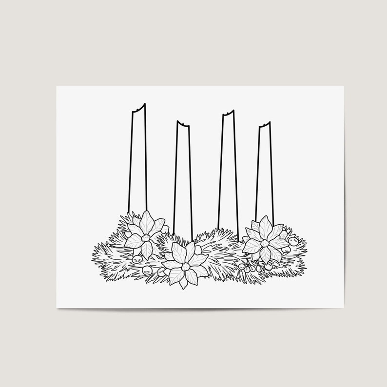 Advent Wreath Coloring Page Christmas Coloring Activity Kids Advent