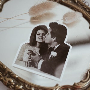 Elvis and Priscilla Retro Wedding Sticker