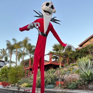 Sandy Claws Giant Santa Suit for Home Depot Jack Skellington Outfit for 13 Foot Halloween Skeleton Santa Hat with Beard