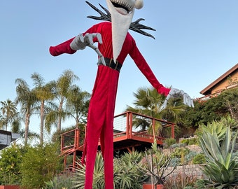 Sandy Claws Giant Santa Suit for Home Depot Jack Skellington Outfit for 13 Foot Halloween Skeleton Santa Hat with Beard