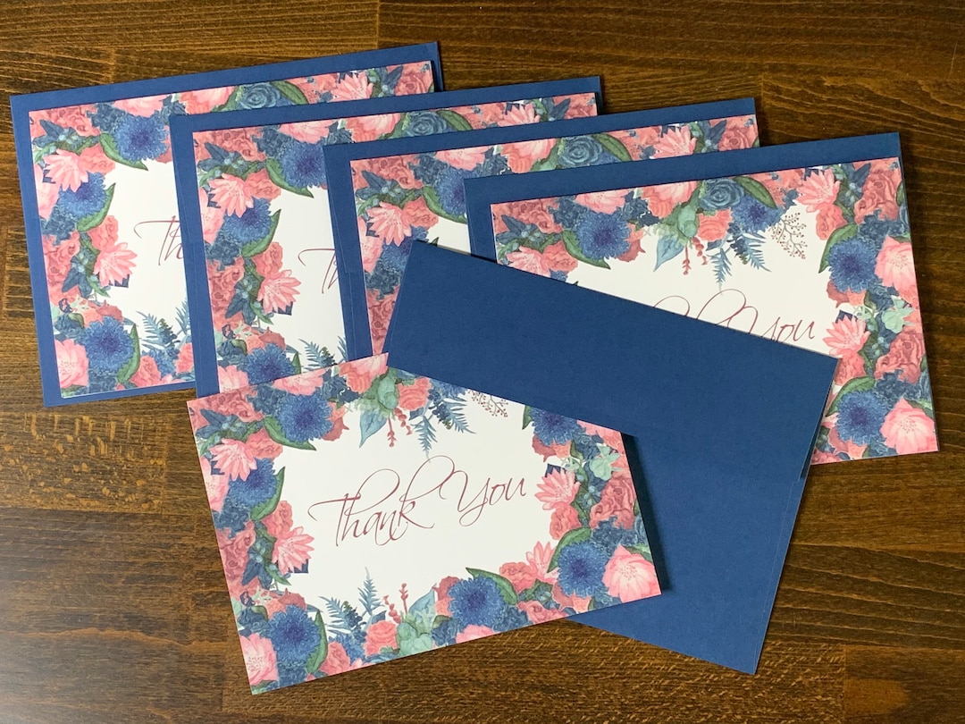 Floral Frame Thank You Card - Watercolor Hand Painted - Etsy