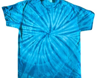 Blaues Batik Spiral T-Shirt