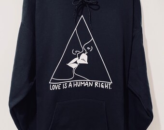 Love Is A Human Right, Flostate Design schwarzer Hoodie - lgbtqia + - Pride Sweatshirt - Liebe ist Liebe