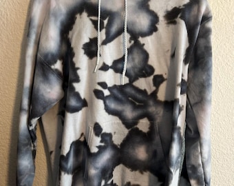 Blau und Weiss Ice Dye Kapuzenpullover