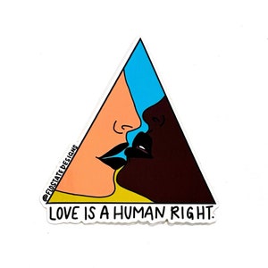 Pegatina FloState "El amor es un derecho humano" (resistente a la intemperie y apta para lavavajillas)