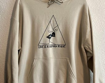 Liebe ist ein Menschenrecht, khakifarbener, gemütlicher Kapuzenpullover