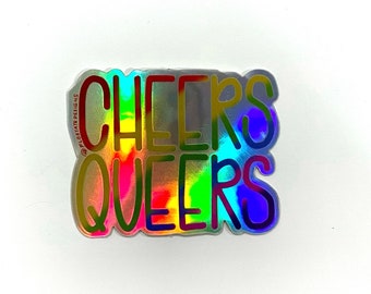 Holografischer Cheers Queers FloState Sticker lgbtqia+