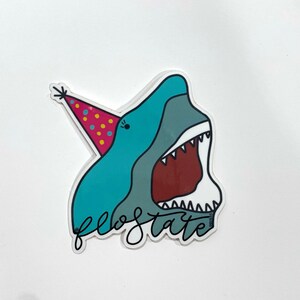 Pegatina Party Shark FloState - Resistente a la intemperie y apta para lavavajillas - Pegatina de tiburón
