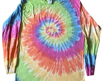 Pastell Tie-Dye Langarm, Blanko (ohne Logo)