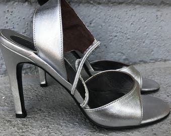 silver versace heels