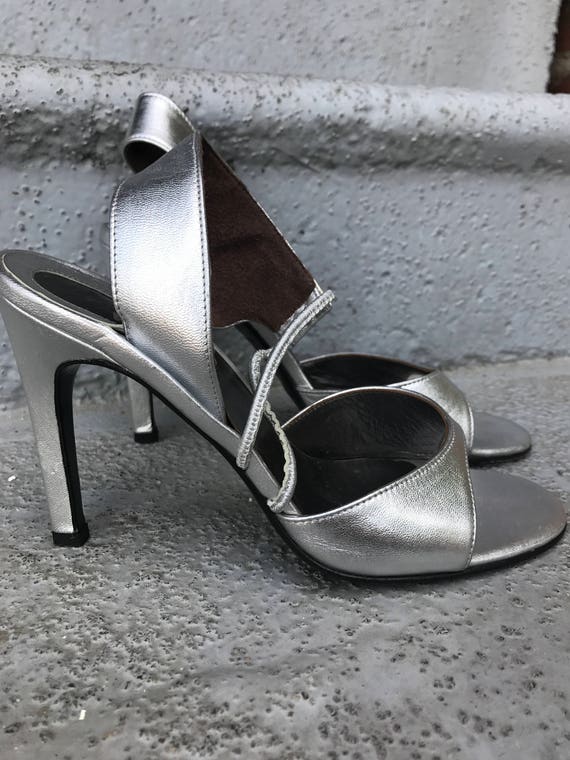 silver versace heels