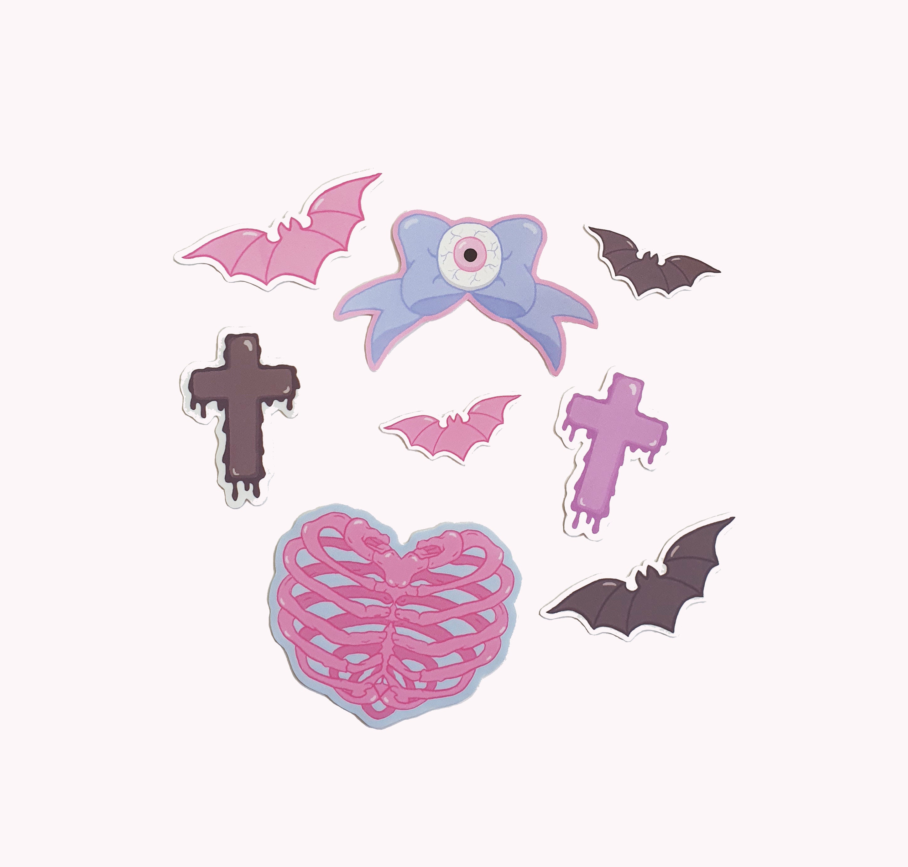 Pastel Goth 8 Sticker Set Hand Cut Weatherproof Stickers Etsy