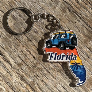 Acrylic Keychain Florida Off-Road Vehicle Key FOB Car keys Gift Idea Key Ring Fathers Day Gift for Him Mothers Day Gift For Her Cute Gift