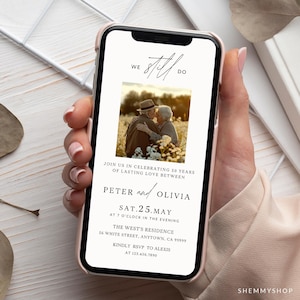 Electronic We Still Do Anniversary Invitation, Vow Renewal Invite, Anniversary Party Evite, Editable Canva Template #Y24EA2