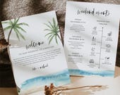 Destination Wedding Welcome Letter & Itinerary, Palm Tree Template, Weekend Event Schedule, Editable Canva PDF JPG PNG #Y21-WB6