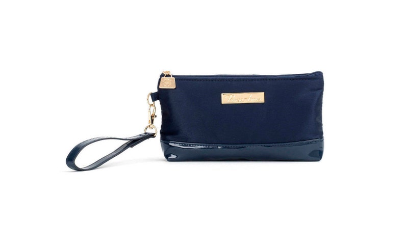 navy wristlet bag