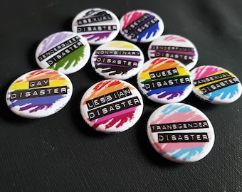 Épinglettes de catastrophe LGBTQ (gay, bisexuel, lesbienne, transgenre, genderfluid, asexuel, genderqueer, non binaire, pansexuel, demi-sexuel)