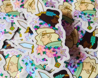 Two Shades - Achilles and Patroclus holographic sticker Hades game patrochilles