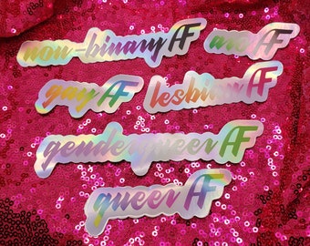 LGBTQ AF stickers (gay aromantic asexual lesbian bisexual transgender agender genderfluid genderqueer sticker)