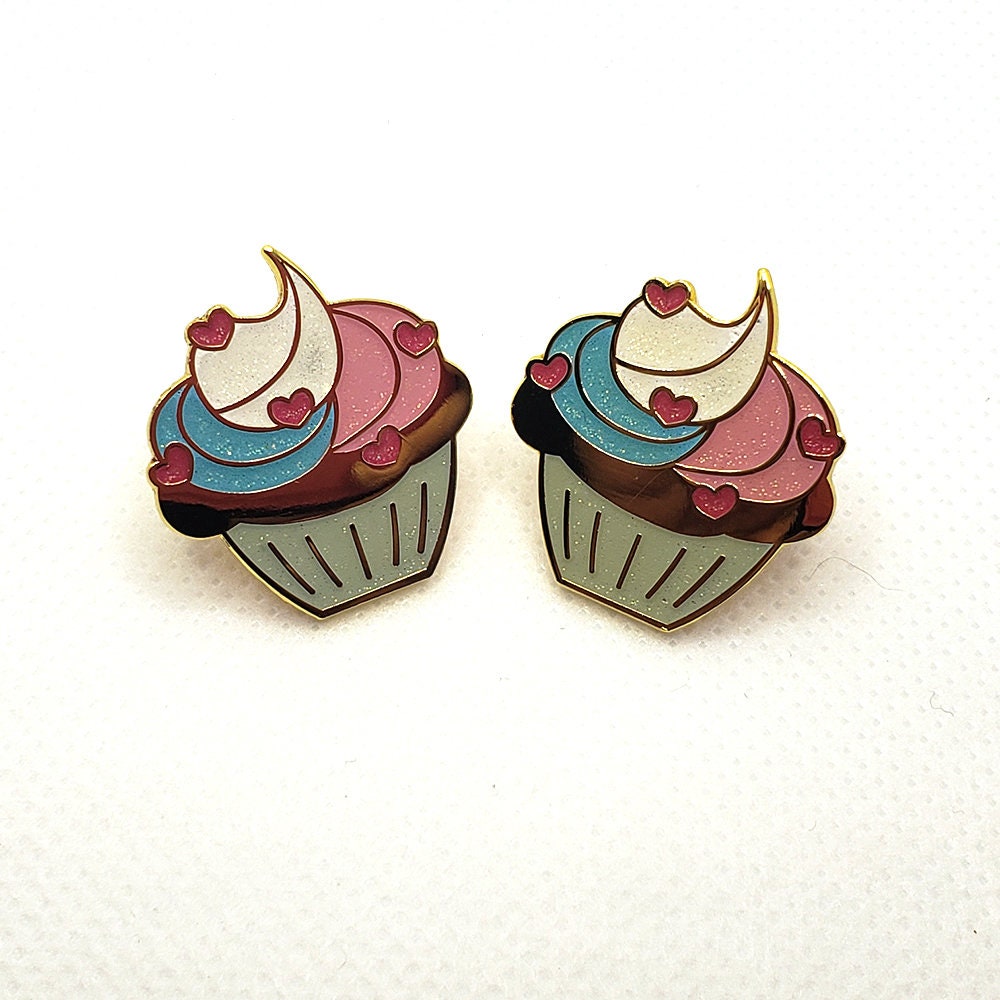 LIMITED EDITION Stud Cupcake Hard Enamel Glitter Trans Pride Pin