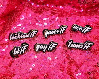 LGBTQ+ AF pins (gay queer bisexual asexual trans lesbian)
