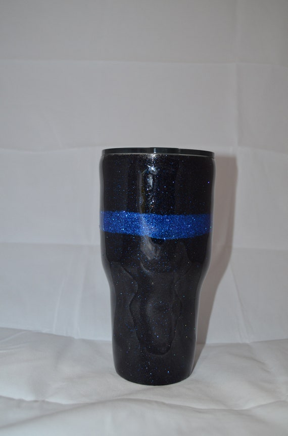 thin blue line glitter tumbler
