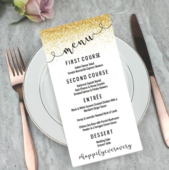 Custom Wedding Party Reception Menu Customizable Template Etsy