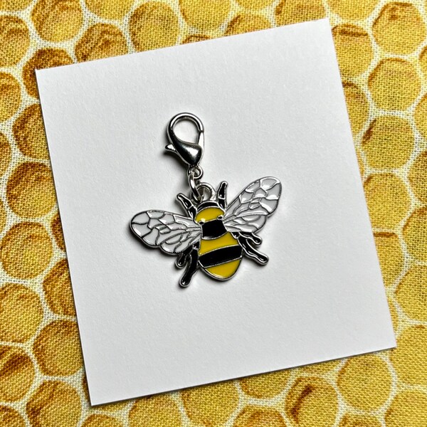 Bee Charm, Zipper Pull, Cross Stitch Charm, Charms