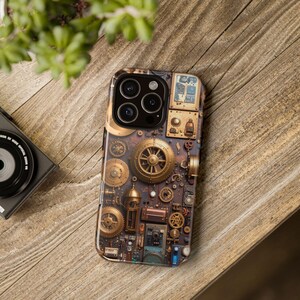 Steampunk Industrial iPhone Case, Tough Phone Cover, Heavy Duty Protective Case, Industrial Style Phone Case, Steampunk Gadget Accessories,