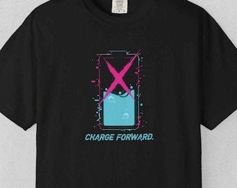 Camiseta unisex teñida Charge Forward E-bike E-Dirt Bike, colores cómodos, camiseta de moto eléctrica, camiseta de motociclista, camiseta de moto todoterreno