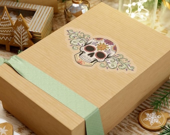 Pegatinas de calaveras de azúcar, calcomanías del Día de los Muertos, diseño de calavera ornamentada colorida, recuerdo de fiesta de Halloween, calcomanía para computadora portátil, calcomanía de vinilo